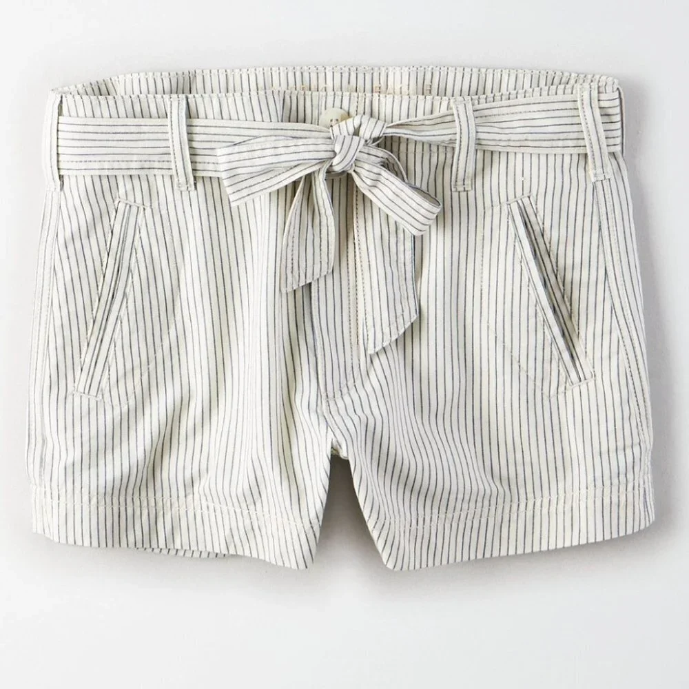 American Eagle Stripe‎ Belted Shorts